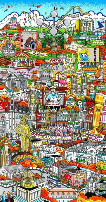 A Pis of a Time in Brussels by Charles Fazzino