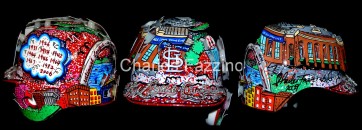 Mini Hand Painted Baseball Helmet by Charles Fazzino