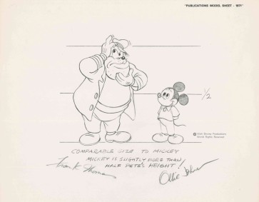 Disney Publication Model Sheet: Peg Leg Pete signed Ollie Johnston and Frank Thomas