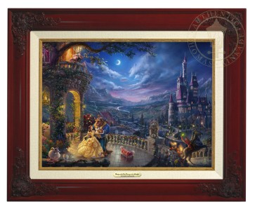 Kinkade Disney Canvas Classics: Beauty and the Beast Dancing In Moonlight (Classic Brandy Frame)