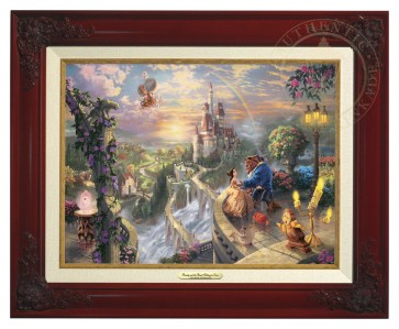 Kinkade Disney Canvas Classics: Beauty and the Beast Falling In Love (Classic Brandy Frame)