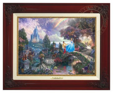 Kinkade Disney Canvas Classics: Cinderella Wishes Upon A Dream (Classic Brandy Frame)