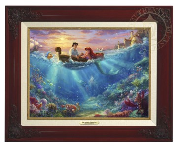 Kinkade Disney Canvas Classics: Little Mermaid Falling In Love (Classic Brandy Frame)