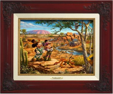 Kinkade Disney Canvas Classics: Mickey and Minnie In the Outback (Classic Brandy Frame)
