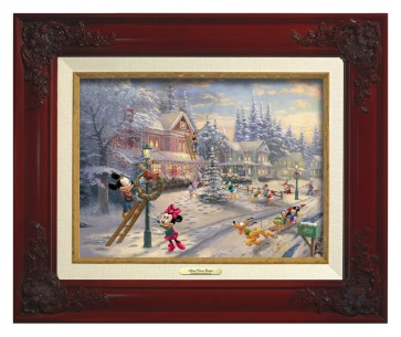 Kinkade Disney Canvas Classics: Mickey's Victorian Christmas (Classic Brandy Frame)