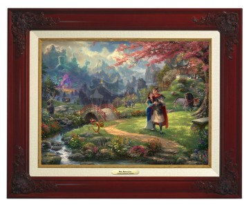 Kinkade Disney Canvas Classics: Mulan Blossoms Of Love (Classic Brandy Frame)