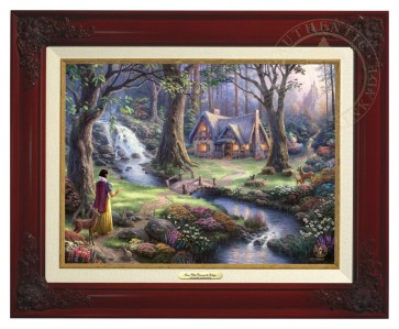 Kinkade Disney Canvas Classics: Snow White Discovers the Cottage (Classic Brandy Frame)
