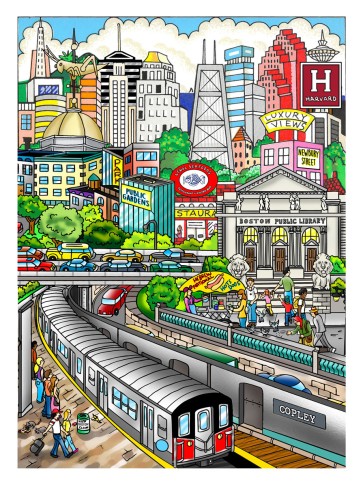 A Ride Through Boston by Charles Fazzino