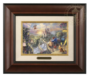 Kinkade Disney Brushworks: Beauty And The Beast Falling In Love (Classic Burl Frame)