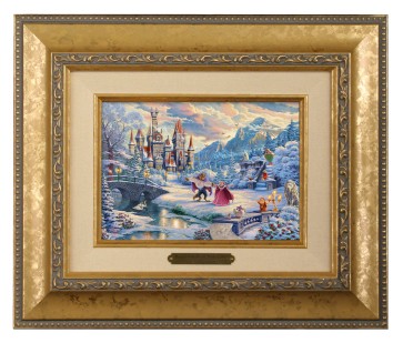 Kinkade Disney Brushworks: Beauty And The Beast's Winter Enchantment (Classic Antique Gold Frame)