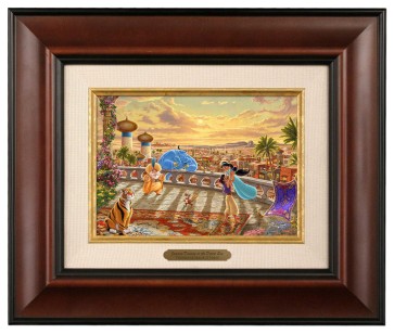 Kinkade Disney Brushworks: Jasmine Dancing In The Desert Sunset (Classic Burl Frame)