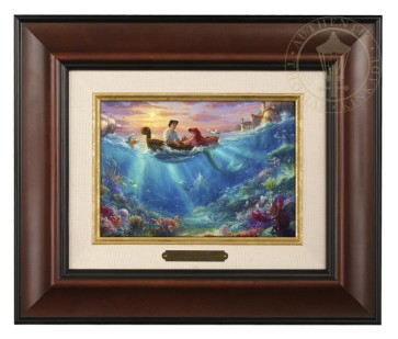 Kinkade Disney Brushworks: Little Mermaid Falling In Love (Classic Burl Frame)
