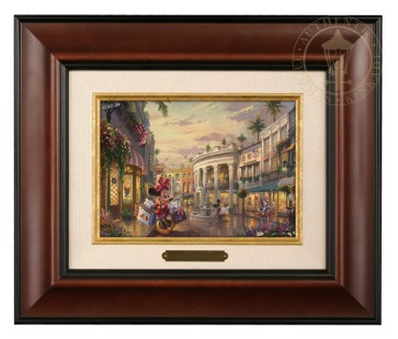 Kinkade Disney Brushworks: Minnie Rocks The Dots On Rodeo Drive (Classic Burl Frame)