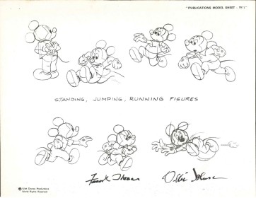 Disney Publication Model Sheet: Mickey Mouse Repro Running signed Frank Thomas and Ollie Johnston