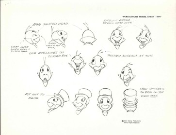 Disney Publication Model Sheet: Jiminy Cricket - Facial Expressions