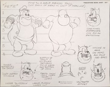 Disney Publication Model Sheet: Peg Leg Pete - Proportions signed Ollie Johnston and Frank Thomas