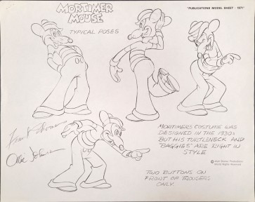 Disney Publication Model Sheet: Mortimer Mouse signed Ollie Johnston and Frank Thomas
