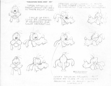 Disney Publication Model Sheet: Goofy - Facial Expressions