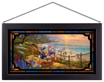 Kinkade Disney Stained Glass Art: Donald and Daisy A Duck Day Afternoon (Black Frame)