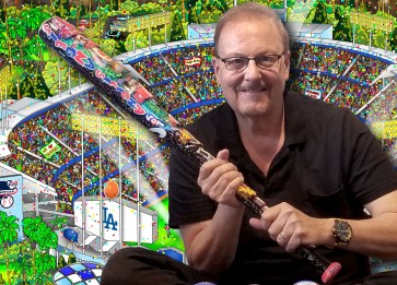 Hand Painted Baseball Bat by Charles Fazzino