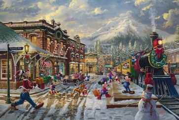 Mickey and Minnie Candy Cane Express by Thomas Kinkade Studios
