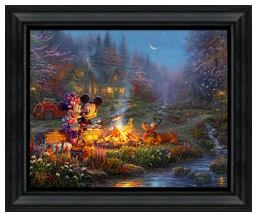 Thomas Kinkade Brushstroke Vignette: Mickey and Minnie Sweetheart Campfire