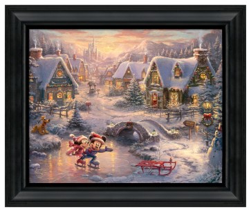 Thomas Kinkade Brushstroke Vignette: Mickey and Minnie Sweetheart Holiday