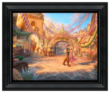 Thomas Kinkade Brushstroke Vignette: Rapunzel Dancing in the Sunlit Courtyard