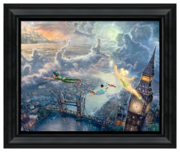 Thomas Kinkade Brushstroke Vignette: Tinker Bell and Peter Pan Fly to Neverland