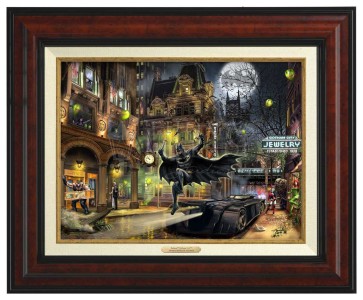 Kinkade Canvas Classics: Batman Gotham City (Classic Burl Frame)