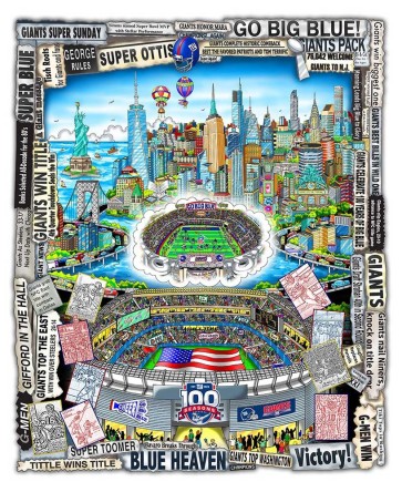 Celebrating 100 Years of the NY Giants by Charles Fazzino