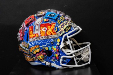 Mini Hand Painted Super Bowl LIX Football Helmet by Charles Fazzino
