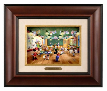 Kinkade Disney Brushworks:&nbsp;Mickey and Minnie Schoolhouse (Classic Burl Frame)