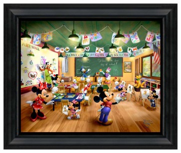 Thomas Kinkade Brushstroke Vignette: Mickey and Minnie Schoolhouse
