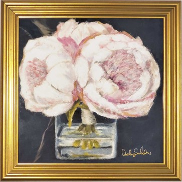 Pink Peonies Framed Canvas Print 8x8" by Ashley Salvatori