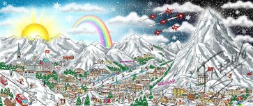 Winter Wonderland in the Swiss Alps by Charles Fazzino (Deluxe)