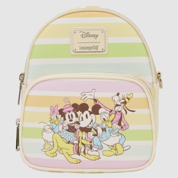 Mickey & Friends Rainbow Stripes Convertible Mini Backpack & Crossbody Bag (WDBK1271)