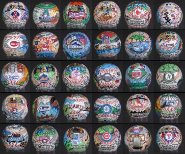 Hand Painted Baseball by Charles Fazzino