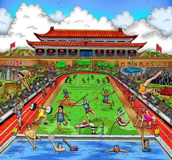 Olympic Games, 2008, Beijing, China by Charles Fazzino