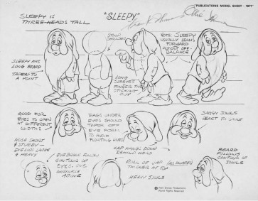 Disney Publication Model Sheet: Sleepy signed Ollie Johnston and Frank Thomas