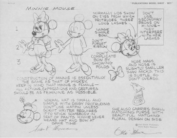 Disney Publication Model Sheet: Minnie Mouse (b) signed Ollie Johnston and Frank Thomas