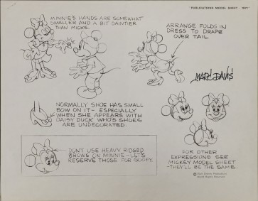 Disney Publication Model Sheet: Minnie Mouse (c) signed Marc Davis