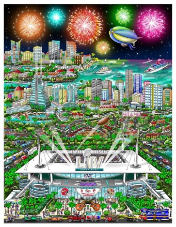 Super Bowl LIV: Miami by Charles Fazzino