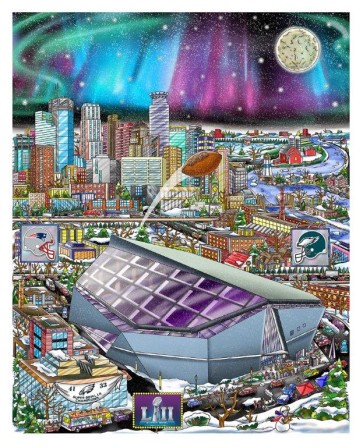 Super Bowl LII: Minneapolis by Charles Fazzino