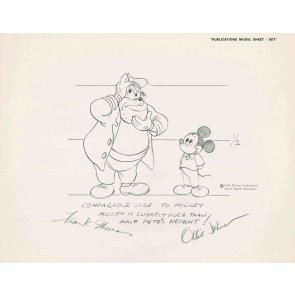 Disney Publication Model Sheet: Peg Leg Pete signed Ollie Johnston and Frank Thomas