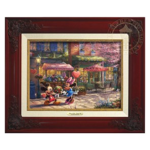 Kinkade Disney Canvas Classics: Mickey and Minnie Sweetheart Caf&eacute; (Classic Brandy Frame)