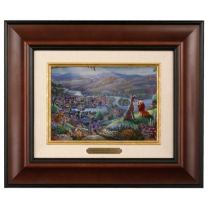 Kinkade Disney Brushworks: Lady And The Tramp Falling In Love (Classic Burl Frame)