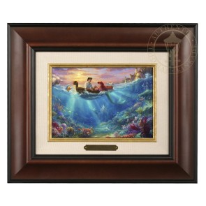 Kinkade Disney Brushworks: Little Mermaid Falling In Love (Classic Burl Frame)