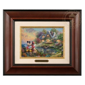 Kinkade Disney Brushworks: Mickey and Minnie Sweetheart Cove (Classic Burl Frame)