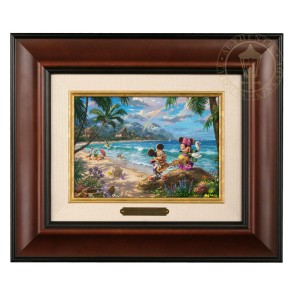 Kinkade Disney Brushworks: Mickey and Minnie In Hawaii (Classic Burl Frame)